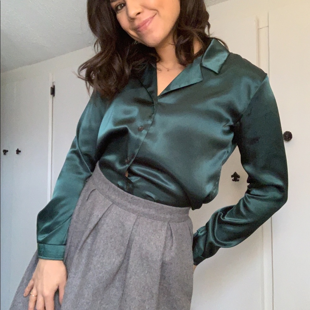 Gray high waist wool skirt
